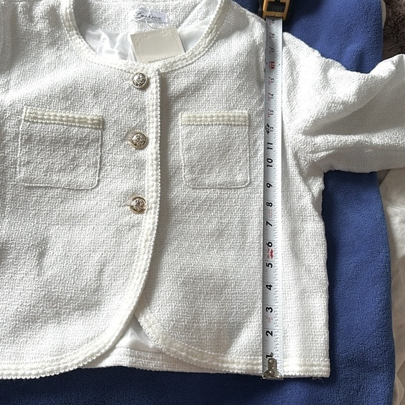 NEW Tweed like Lady Jacket w beautiful details summery light weight. Fits like M - Picture 6 of 9